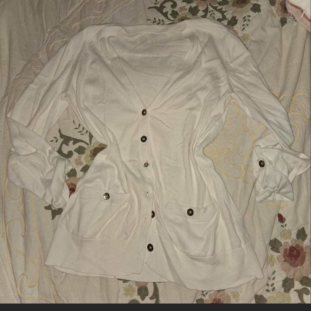 Ralph Lauren Cream Button-Front V-Neck Cardigan